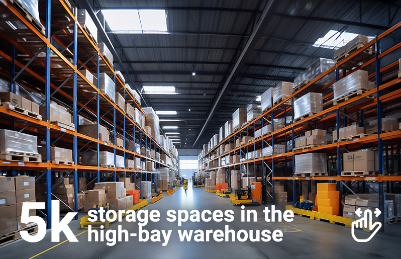 Illustration of a high-bay warehouse