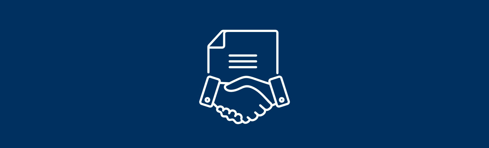 Grafik eines Dokuments mit zwei schüttelnden Hände davor