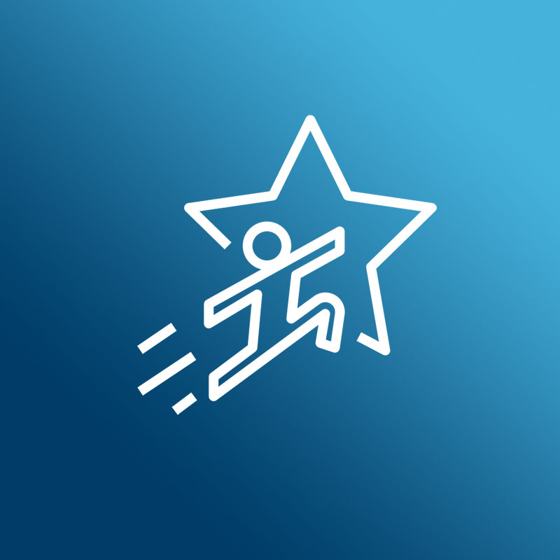 Icon Mann, der in einen Stern fliegt