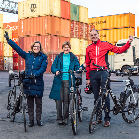 Jürgen Albersmann on the terminal with Jobrad