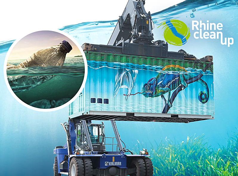 Container on a Reachstacker with Chamäleon-Graffiti