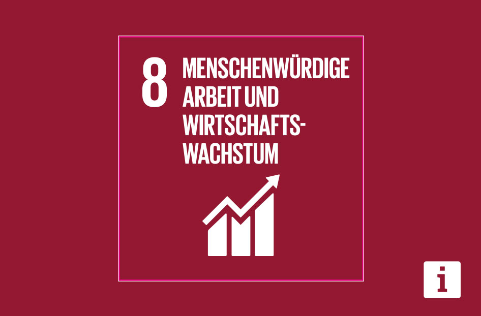 SDG 8 Grafik. Menschenwürdige Arbeit und Wirtschaftswachstum