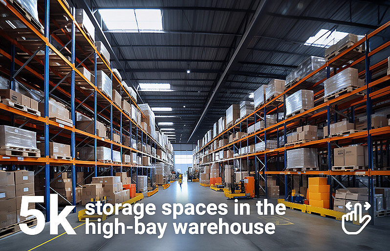 Illustration of a high-bay warehouse