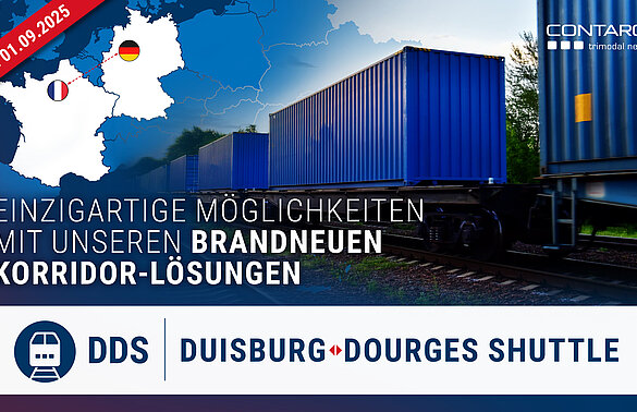 Neues Bahnprodukt: Contargo startet den Duisburg Dourges Shuttle (DDS)