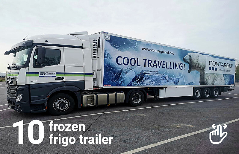 Contargo CNL lorry with a frozen food trailer featuring a polar bear