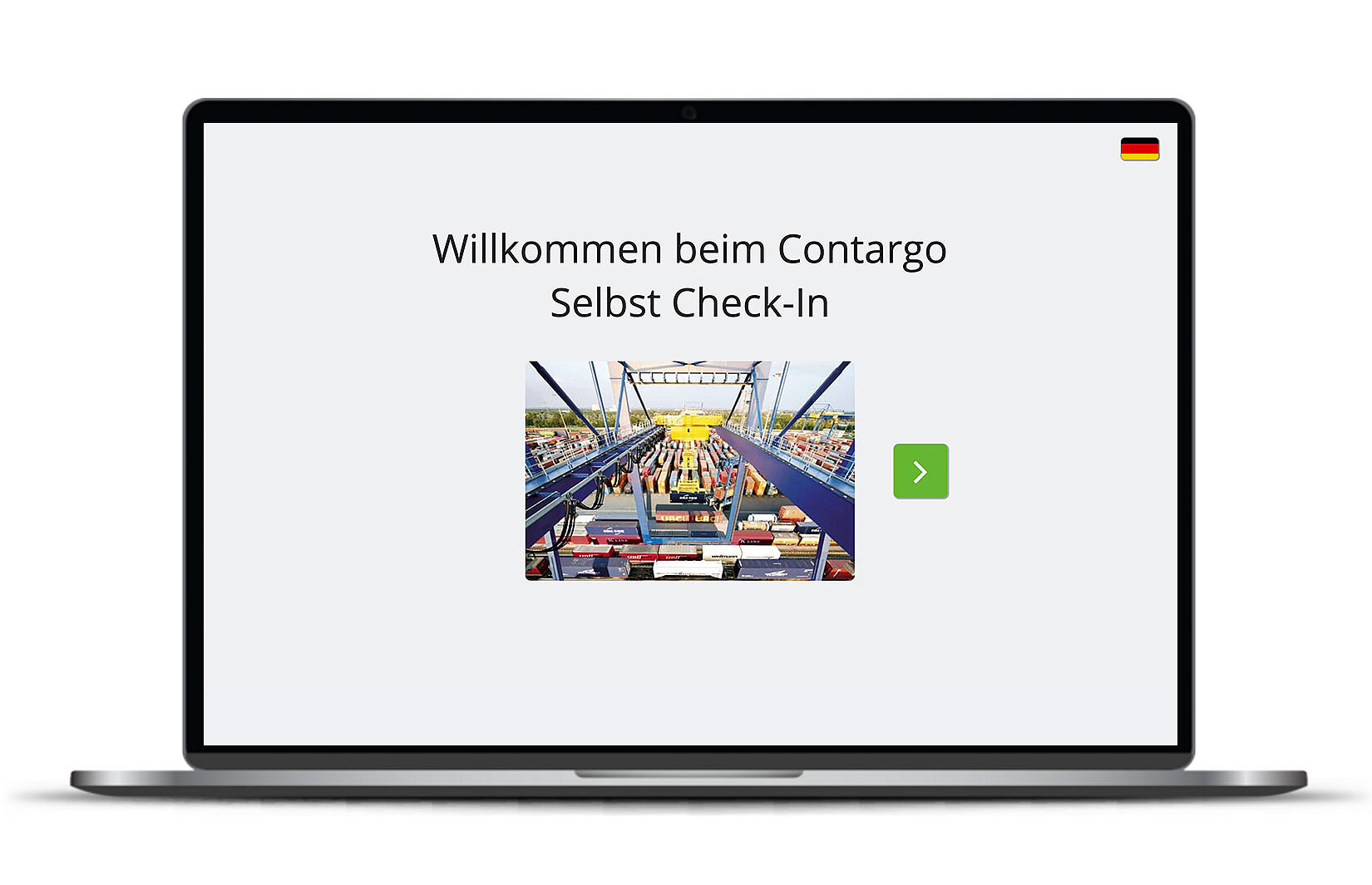 Laptop mit Self Check-In auf dem Bildschirm