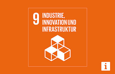 SDG 9 Grafik. Industrie, Innovation und Infrastruktur
