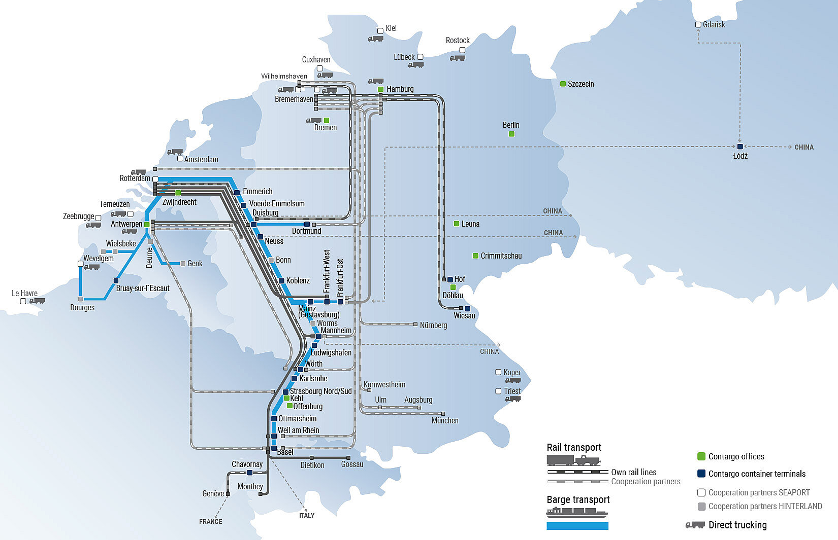 Contargo network map